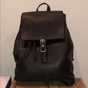 Black leather coach backpack
